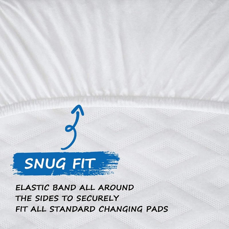 Coldwind Changing Pad Cover Waterproof, Changing Table Cover Organic Cotton 2 Pack Diaper Changing Pad Cover, Jersey Knit Super Soft & Stretchy Baby Cradle Sheets Covers, 32" x 16" x 4", White - Image 4